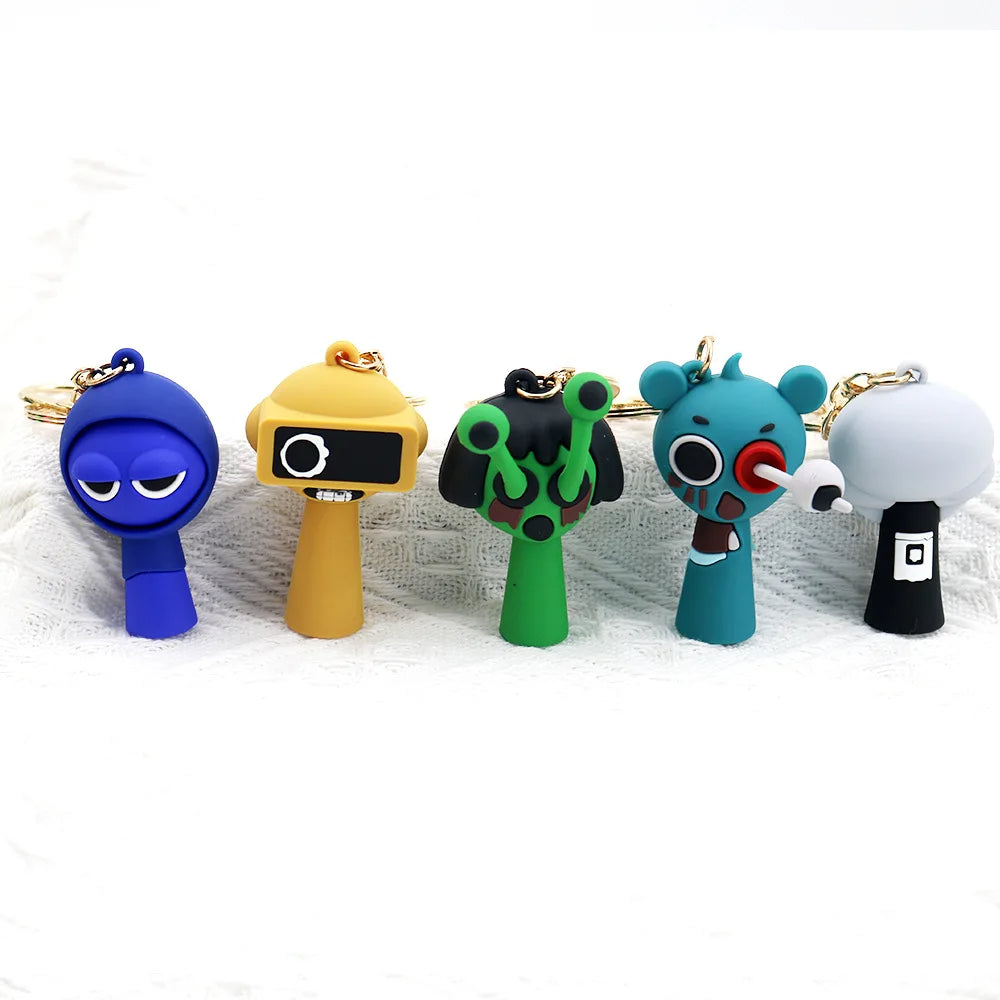 Kawaii Sprunki Anime Acrylic Pendant Cute CartoonSprunki Keychain Sprunki Oren Raddy Gray Brud Vineria Silicone Keychain Bag Key Ring Pendant Children Toy Birthday Gifts Keychain Backpack Decorations Car Doll Hanging Decor Christmas Tree Pendant